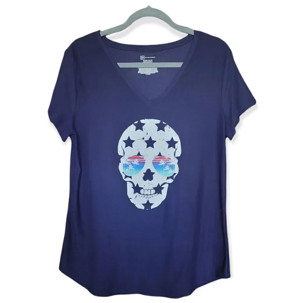 Skull and stars navy t-shirt 